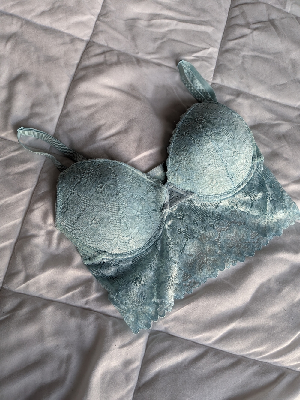 Fashion Nova Lace Longline Bralette - Light Aqua